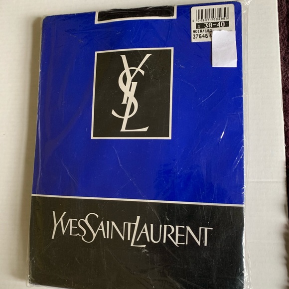 Vintage Yves Saint Laurent shiny black soft satin opaque tights US S-M Eur 48-40 - Picture 3 of 8
